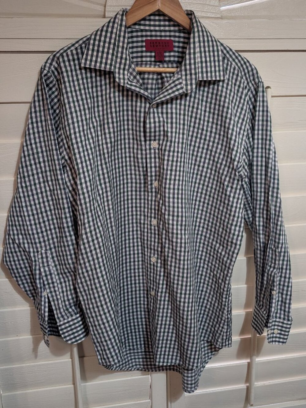 Green/Black/White Bergamo New York Fitted Button Down 16-16.5/32/33